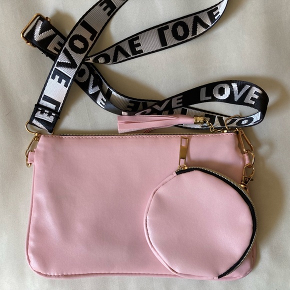 Pink Quilted Crossbody Bag with Coin Pouch and Adjustable Strap - Picture 3 of 5